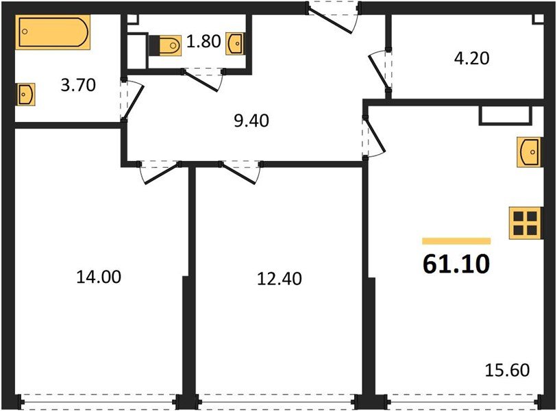 Фото №1: 2-комнатная квартира 61 м² - Краснодар, Прикубанский внутригородской округ, мкр. Догма Парк, ул. Анны Ахматовой, 22лит