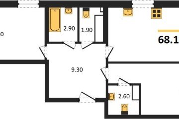 Фото №1: 2-комнатная квартира 68 м² - Краснодар, мкр. Догма Парк, ул. Анны Ахматовой, 22лит
