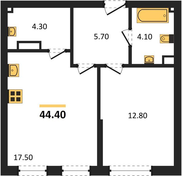 Фото №1: 1-комнатная квартира 44 м² - Краснодар, Прикубанский внутригородской округ, мкр. Догма Парк, ул. Анны Ахматовой