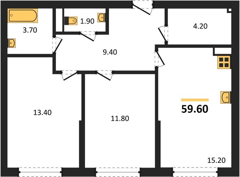 Фото №1: 2-комнатная квартира 59 м² - Краснодар, Прикубанский внутригородской округ, мкр. Догма Парк, ул. Анны Ахматовой