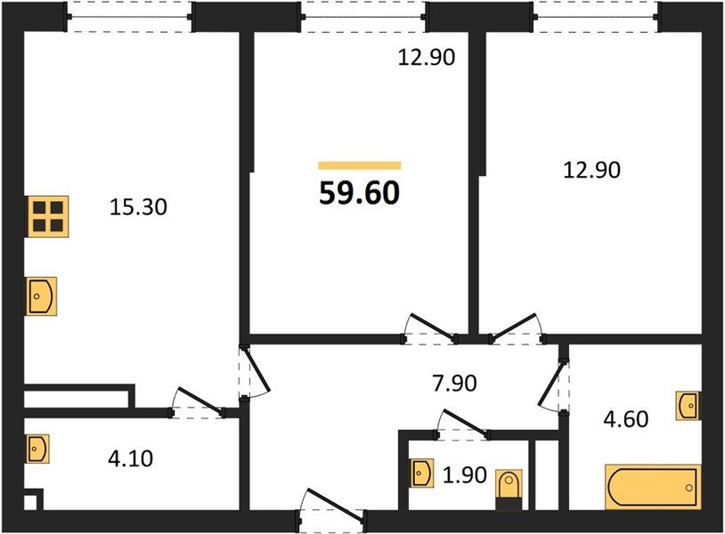 Фото №1: 2-комнатная квартира 59 м² - Краснодар, Прикубанский внутригородской округ, мкр. Догма Парк, ул. Анны Ахматовой