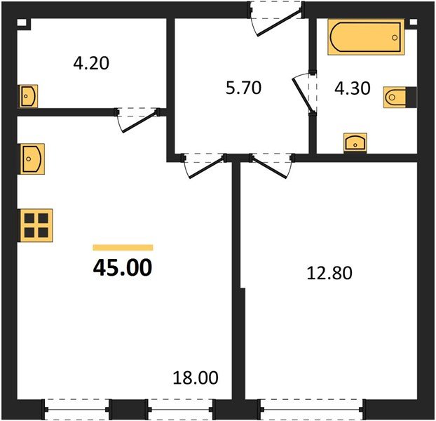 Фото №1: 1-комнатная квартира 45 м² - Краснодар, Прикубанский внутригородской округ, мкр. Догма Парк, ул. Анны Ахматовой