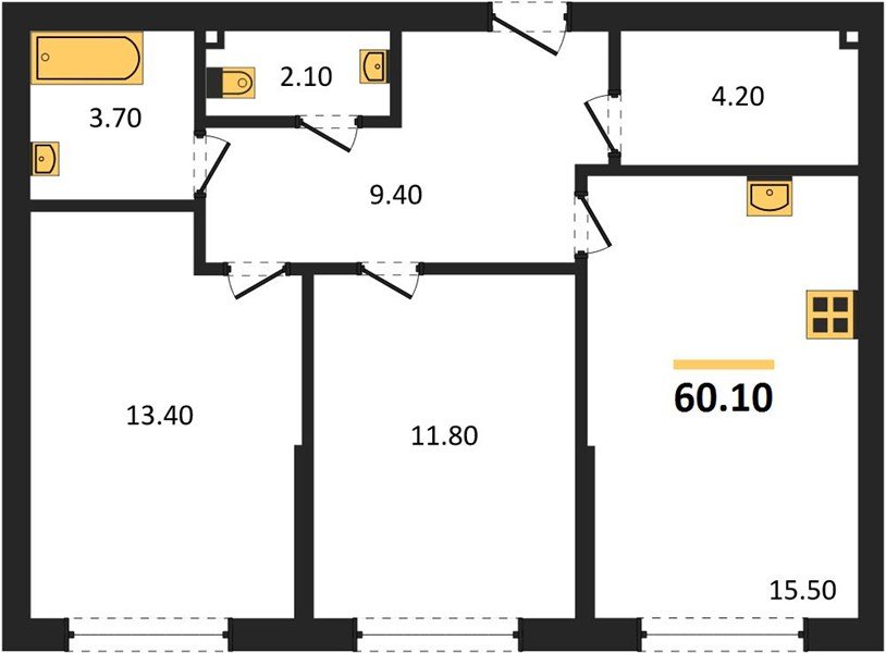 Фото №1: 2-комнатная квартира 60 м² - Краснодар, Прикубанский внутригородской округ, мкр. Догма Парк, ул. Анны Ахматовой
