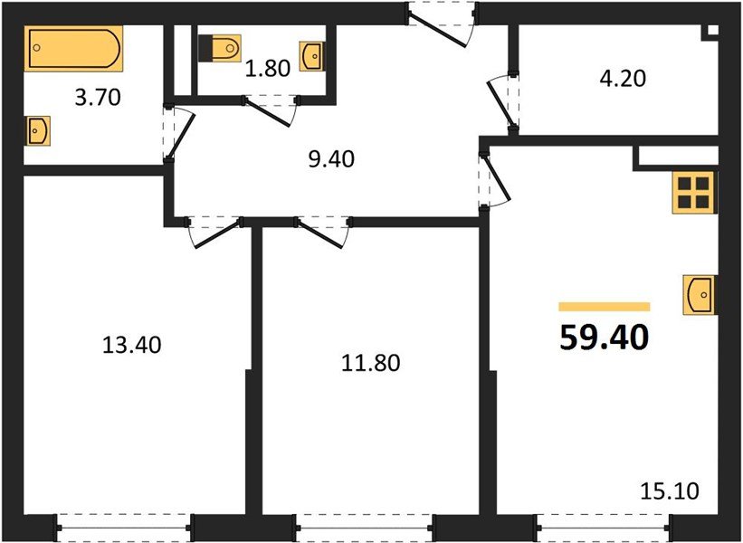 Фото №1: 2-комнатная квартира 59 м² - Краснодар, Прикубанский внутригородской округ, мкр. Догма Парк, ул. Анны Ахматовой