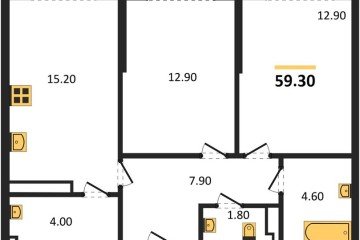 Фото №1: 2-комнатная квартира 59 м² - Краснодар, мкр. Догма Парк, ул. Анны Ахматовой