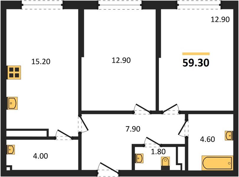 Фото №1: 2-комнатная квартира 59 м² - Краснодар, Прикубанский внутригородской округ, мкр. Догма Парк, ул. Анны Ахматовой
