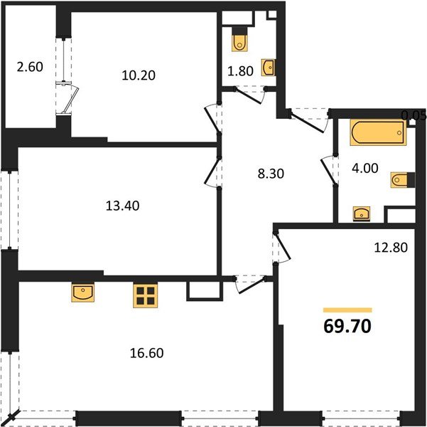 Фото №1: 3-комнатная квартира 69 м² - Краснодар, Прикубанский внутригородской округ, мкр. Догма Парк, ул. Анны Ахматовой