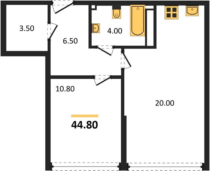 Фото №1: 1-комнатная квартира 44 м² - Краснодар, Прикубанский внутригородской округ, мкр. Догма Парк, ул. Анны Ахматовой