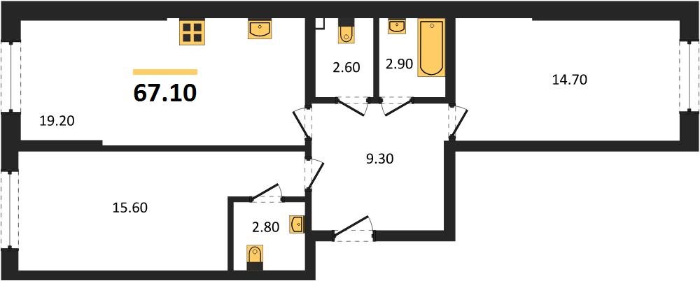 Фото №1: 2-комнатная квартира 67 м² - Краснодар, Догма Парк, мкр. Прикубанский внутригородской округ, ул. Анны Ахматовой