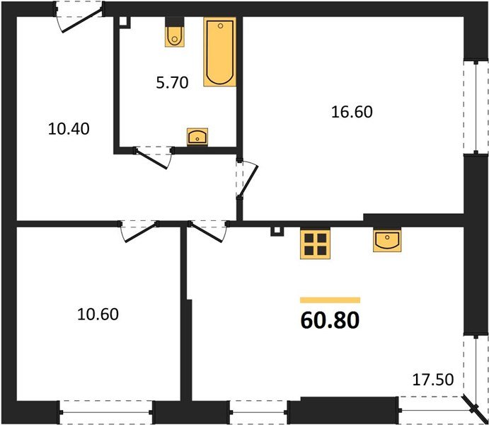 Фото №1: 2-комнатная квартира 60 м² - Краснодар, Догма Парк, мкр. Прикубанский внутригородской округ, ул. Анны Ахматовой