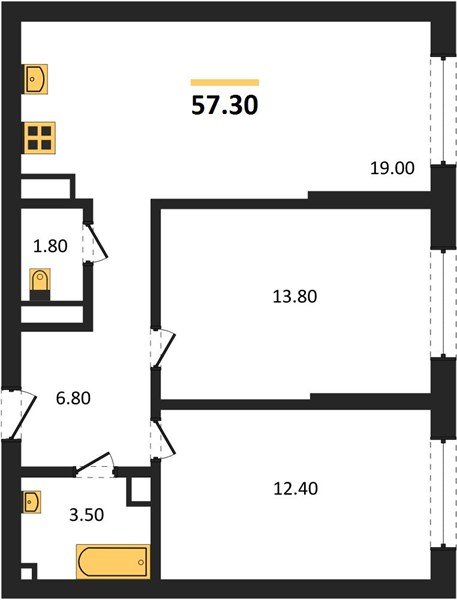 Фото №1: 2-комнатная квартира 57 м² - Краснодар, Догма Парк, мкр. Прикубанский внутригородской округ, ул. Анны Ахматовой
