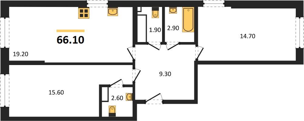 Фото №1: 2-комнатная квартира 66 м² - Краснодар, Догма Парк, мкр. Прикубанский внутригородской округ, ул. Анны Ахматовой