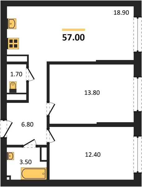 Фото №1: 2-комнатная квартира 57 м² - Краснодар, Догма Парк, мкр. Прикубанский внутригородской округ, ул. Анны Ахматовой
