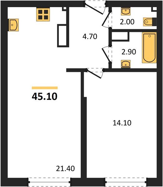 Фото №1: 1-комнатная квартира 45 м² - Краснодар, Догма Парк, мкр. Прикубанский внутригородской округ, ул. Анны Ахматовой