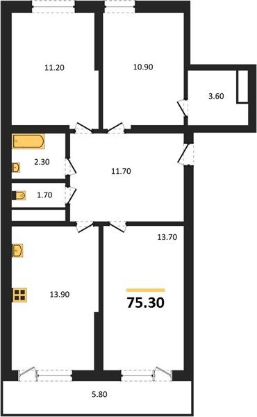 Фото №1: 3-комнатная квартира 75 м² - Краснодар, Догма Парк, мкр. Прикубанский внутригородской округ, ул. Анны Ахматовой