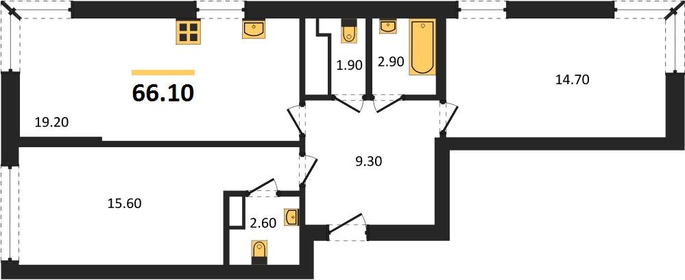 Фото №1: 2-комнатная квартира 66 м² - Краснодар, Догма Парк, мкр. Прикубанский внутригородской округ, ул. Анны Ахматовой