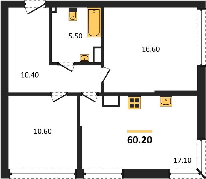 Фото №1: 2-комнатная квартира 60 м² - Краснодар, Догма Парк, мкр. Прикубанский внутригородской округ, ул. Анны Ахматовой