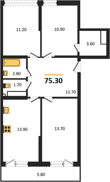 Фото №1: 3-комнатная квартира 75 м² - Краснодар, Догма Парк, мкр. Прикубанский внутригородской округ, ул. Анны Ахматовой