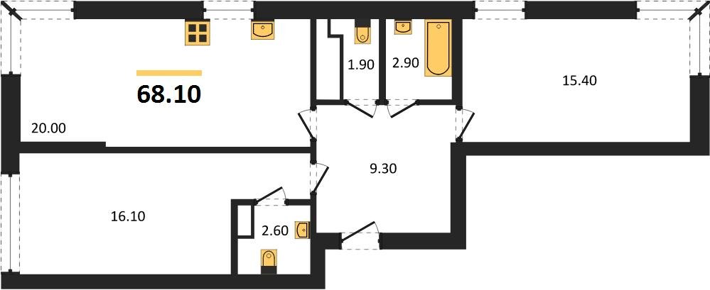 Фото №1: 2-комнатная квартира 68 м² - Краснодар, Догма Парк, мкр. Прикубанский внутригородской округ, ул. Анны Ахматовой