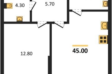 Фото №1: 1-комнатная квартира 45 м² - Краснодар, мкр. Прикубанский внутригородской округ, ул. Анны Ахматовой