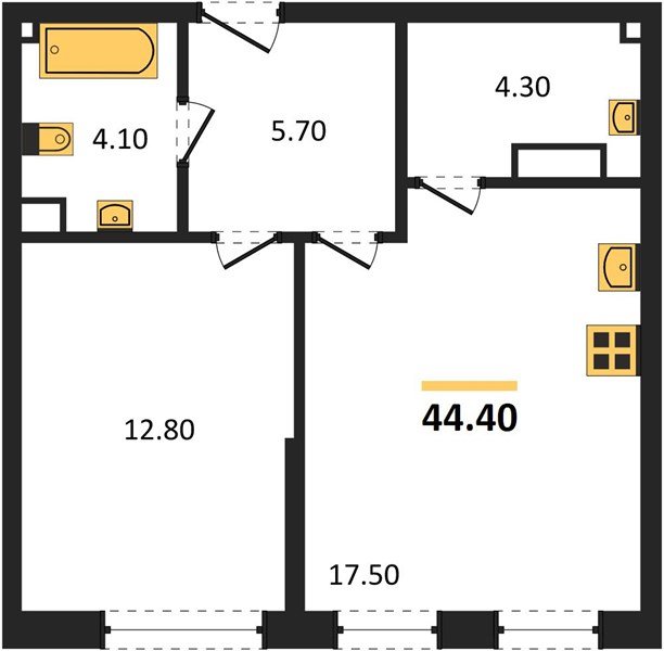 Фото №1: 1-комнатная квартира 44 м² - Краснодар, Догма Парк, мкр. Прикубанский внутригородской округ, ул. Анны Ахматовой