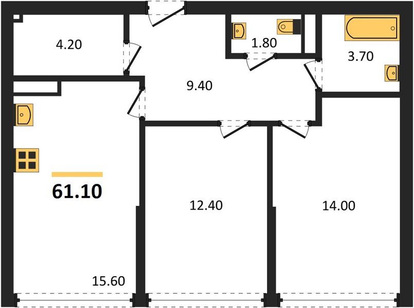 Фото №1: 2-комнатная квартира 61 м² - Краснодар, Догма Парк, мкр. Прикубанский внутригородской округ, ул. Анны Ахматовой