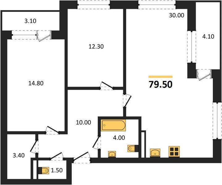 Фото №1: 2-комнатная квартира 79 м² - Краснодар, жилой комплекс Нeo-квартал Красная Площадь, ул. им. Мурата Ахеджака, 12к10