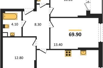 Фото №1: 3-комнатная квартира 69 м² - Краснодар, мкр. Прикубанский внутригородской округ, 