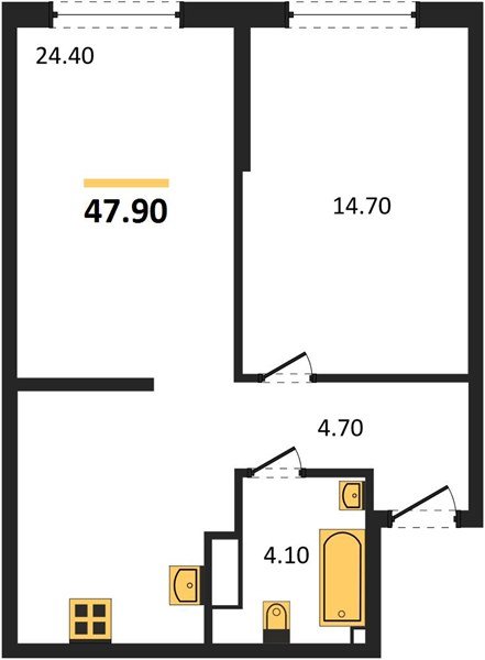 Фото №1: 1-комнатная квартира 47 м² - Краснодар, Догма Парк, мкр. Прикубанский внутригородской округ