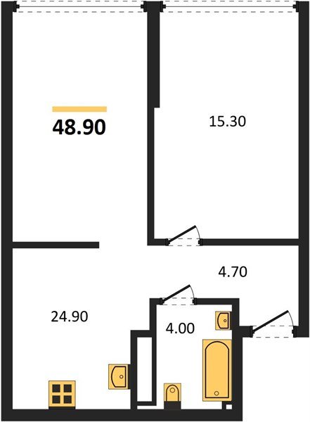 Фото №1: 1-комнатная квартира 48 м² - Краснодар, Догма Парк, мкр. Прикубанский внутригородской округ