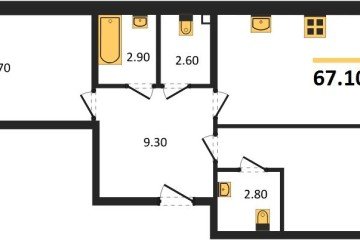 Фото №1: 2-комнатная квартира 67 м² - Краснодар, мкр. Прикубанский внутригородской округ, 