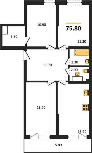 Фото №1: 3-комнатная квартира 76 м² - Краснодар, Догма Парк, мкр. Прикубанский внутригородской округ