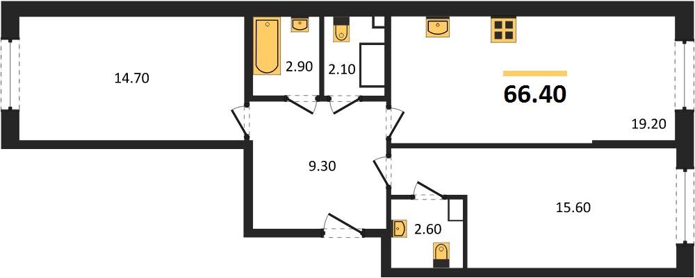Фото №1: 2-комнатная квартира 66 м² - Краснодар, Догма Парк, мкр. Прикубанский внутригородской округ