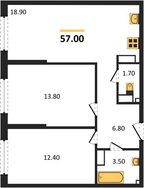 Фото №1: 2-комнатная квартира 57 м² - Краснодар, Догма Парк, мкр. Прикубанский внутригородской округ