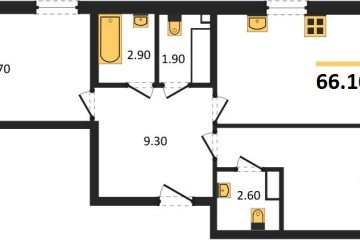 Фото №1: 2-комнатная квартира 66 м² - Краснодар, мкр. Прикубанский внутригородской округ, 