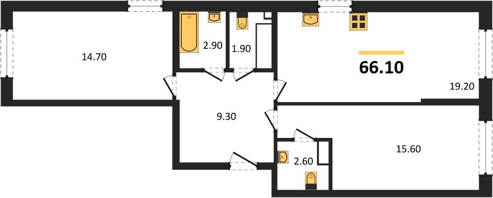 Фото №1: 2-комнатная квартира 66 м² - Краснодар, Догма Парк, мкр. Прикубанский внутригородской округ