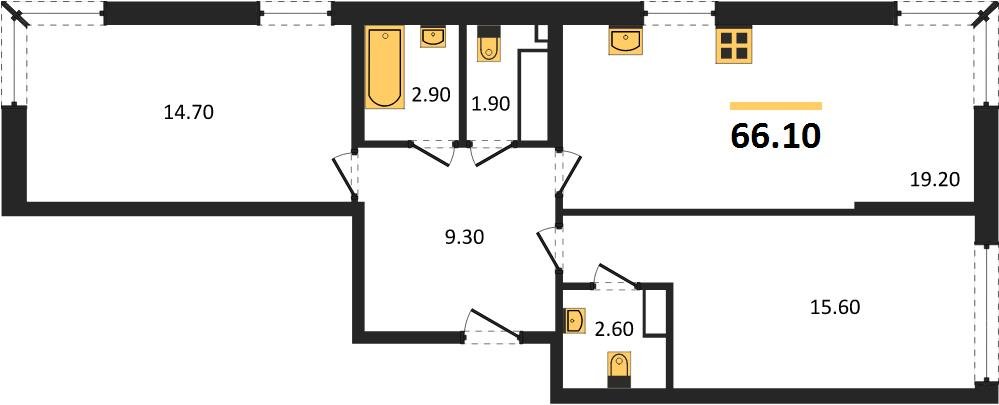 Фото №1: 2-комнатная квартира 66 м² - Краснодар, Догма Парк, мкр. Прикубанский внутригородской округ