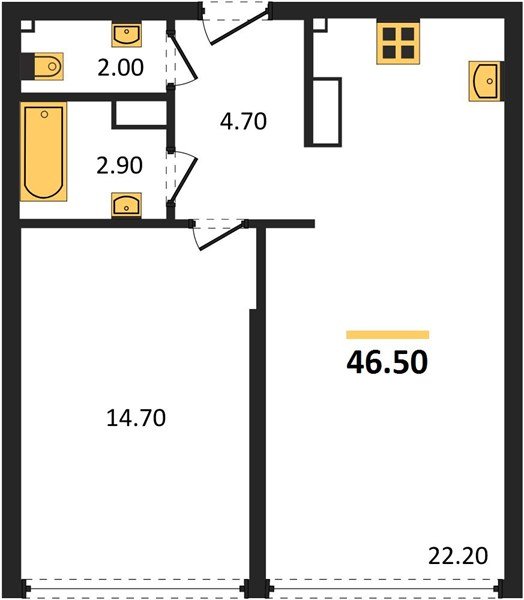 Фото №1: 1-комнатная квартира 46 м² - Краснодар, Догма Парк, мкр. Прикубанский внутригородской округ