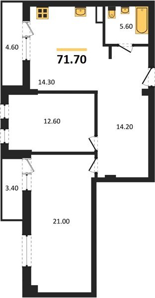 Фото №1: 2-комнатная квартира 73 м² - Краснодар, Фестивальный, мкр. Прикубанский внутригородской округ