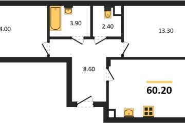 Фото №1: 2-комнатная квартира 62 м² - Краснодар, мкр. Прикубанский внутригородской округ, 