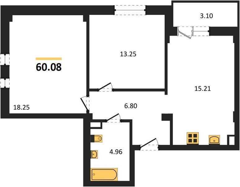 Фото №1: 2-комнатная квартира 62 м² - Краснодар, Прикубанский внутригородской округ, мкр. Фестивальный