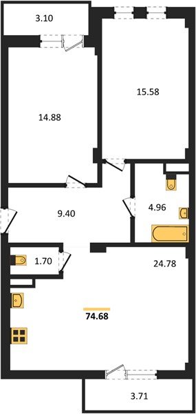 Фото №1: 2-комнатная квартира 76 м² - Краснодар, Прикубанский внутригородской округ, мкр. Фестивальный