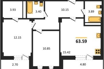 Фото №1: 2-комнатная квартира 65 м² - Краснодар, мкр. Фестивальный, 