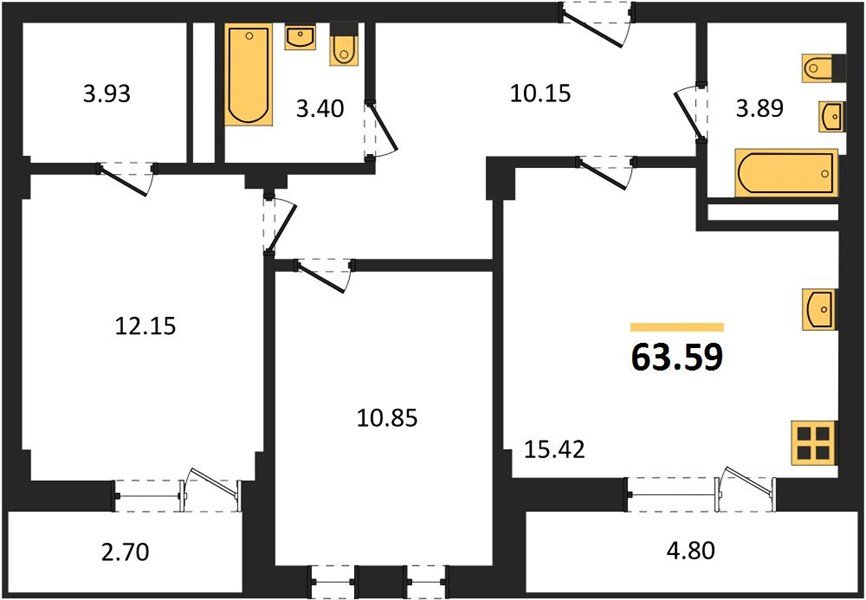 Фото №1: 2-комнатная квартира 65 м² - Краснодар, Прикубанский внутригородской округ, мкр. Фестивальный