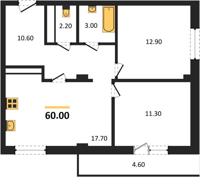 Фото №1: 2-комнатная квартира 62 м² - Краснодар, Прикубанский внутригородской округ, мкр. Фестивальный, ул. Круговая, 4/1