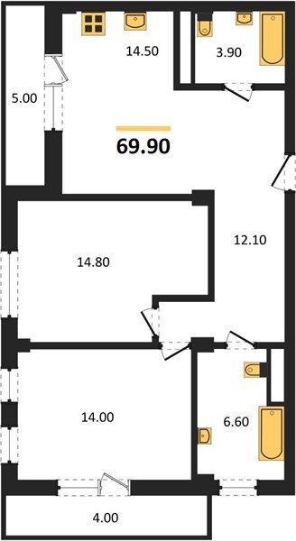 Фото №1: 2-комнатная квартира 72 м² - Краснодар, Прикубанский внутригородской округ, мкр. Фестивальный, ул. Круговая, 4/1