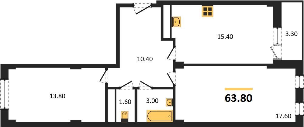 Фото №1: 2-комнатная квартира 65 м² - Краснодар, Прикубанский внутригородской округ, мкр. Фестивальный, ул. Круговая, 4/1