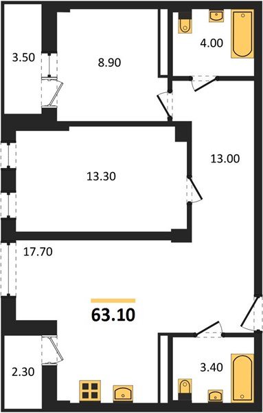 Фото №1: 2-комнатная квартира 64 м² - Краснодар, Прикубанский внутригородской округ, мкр. Фестивальный, ул. Круговая, 4/1
