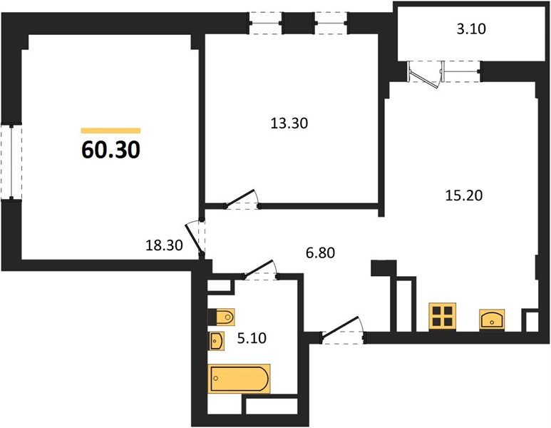 Фото №1: 2-комнатная квартира 61 м² - Краснодар, Прикубанский внутригородской округ, мкр. Фестивальный, ул. Круговая, 4/1