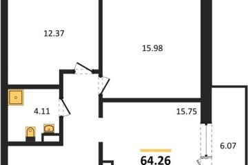 Фото №1: 2-комнатная квартира 64 м² - Краснодар, мкр. ЖК Тёплые Края, 